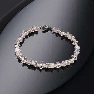 Gorgeous Rainbow Moonstone and Herkimer Diamond Bracelet!